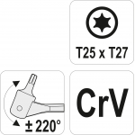 Raktas šarnyrinis dvipusis | T-Star (Torx) T25XT27 (YT-05312)