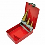 Grąžtai skylės (pa)platinimui pakopiniai | metalinė dėžutė | 4-32 mm | 3 vnt. (SK1631)