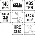 Replės šoninės | su vielos valymo funkcijomis | 140 mm / 0.8-2.6MM2 (YT-22640)