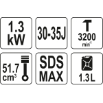 Benzininis griovimo plaktukas | 45J | SDS MAX (YT-82138)