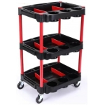 Workshop Trolley 3-Level Composite with Parts Storage + 2 perforations with 8 hooks (WT3P)