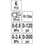 Oro kondicionierių R134a pildymo įrenginys | 6 vnt. (YT-72990)