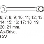 Raktų rinkinys 6-21 mm su padėklu į vežimėlius | 16 vnt. (YT-5531)