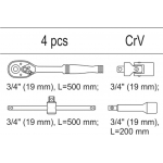 Įrankių rinkinys į vežimėlius - įrankių rinkinys 3/4" galvutėms (YT-55458)