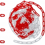 Barjerų grandinė | raudona / balta | 4 užsegami kabliukai | Plastikas | 7,5 m (80816)