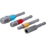Electric Drill Adaptor Set | coloured | 6.3 mm (1/4") Drive | 6.3 mm (1/4"), 10 mm (3/8"), 12.5 mm (1/2"), internal hexagon 6.3 mm (1/4") | 4 pcs. (20814)
